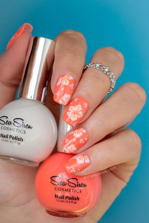 Elegant Flower Nail Designs For Summer